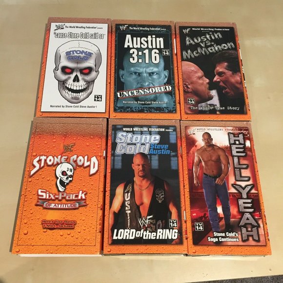 Vintage WWF Stone Cold T Shirt VHS Set Brand New - Picture 8 of 8